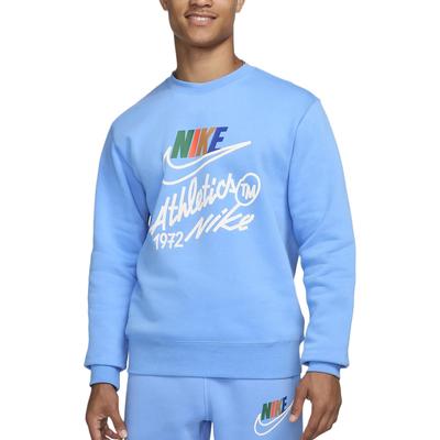 Nike Letter Print Crew Neck Straight Long Sleeve Sweatshirt Men Sweatshirt University-Blue FZ0812-412