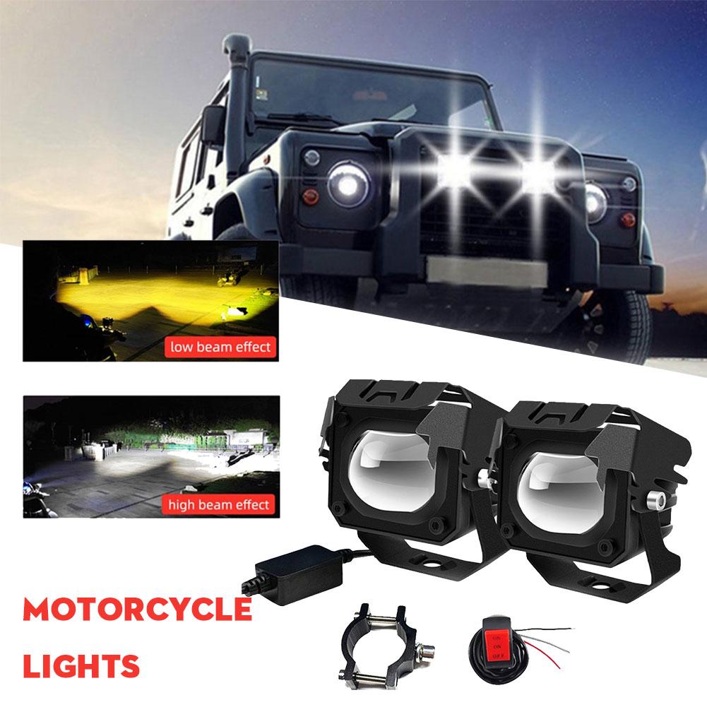 Motorcycle LED Work Light White Yellow Hi/Low Beam Projector Headlight Lights Driving Lamps SUV Fog Lens Trucks UTV G8O3
