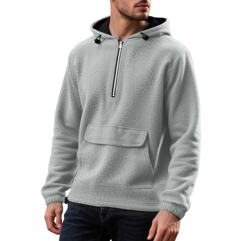 

Модное худи с накладным карманом, на молнии, полуоткрытое, утолщенная рубашка, с капюшоном, свободный свитшот S серый