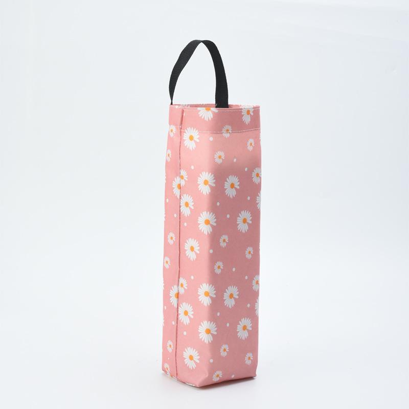 Floral Polyester Bag Dispenser 1pc, Foldable Trash Bag Organizer with Hanger, Multicolor Grocery Storage for Home Kitchen