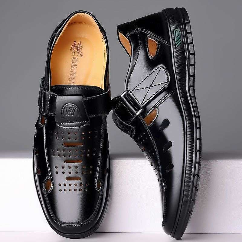 

Special treatment for picking up leaks and broken sizes, men s shoes, soft leather sandals, summer non-slip dad shoes 44