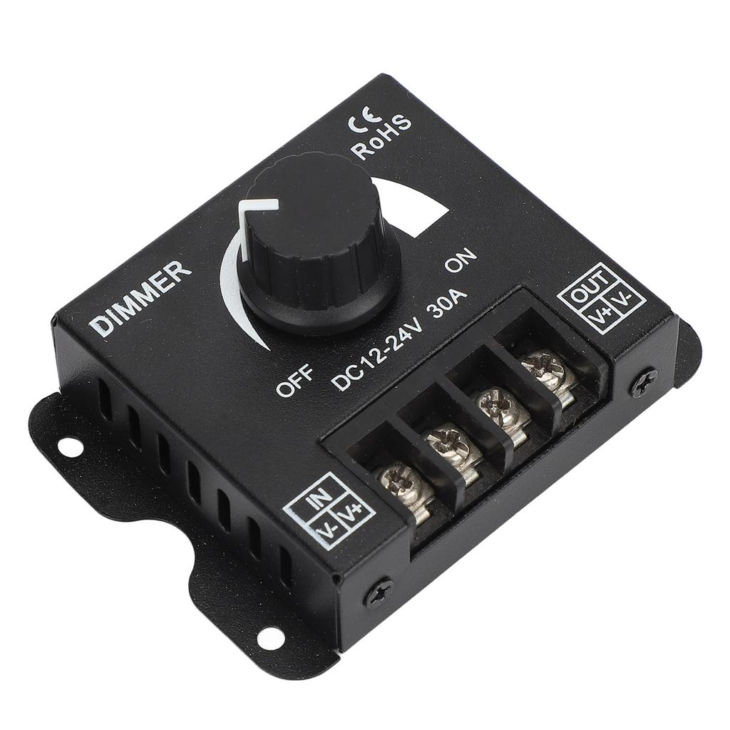 LED Dimmer Single Channel Stepless Dimming Excellent Heat Dissipation LED Light Strip Dimmer DC 12‑24V