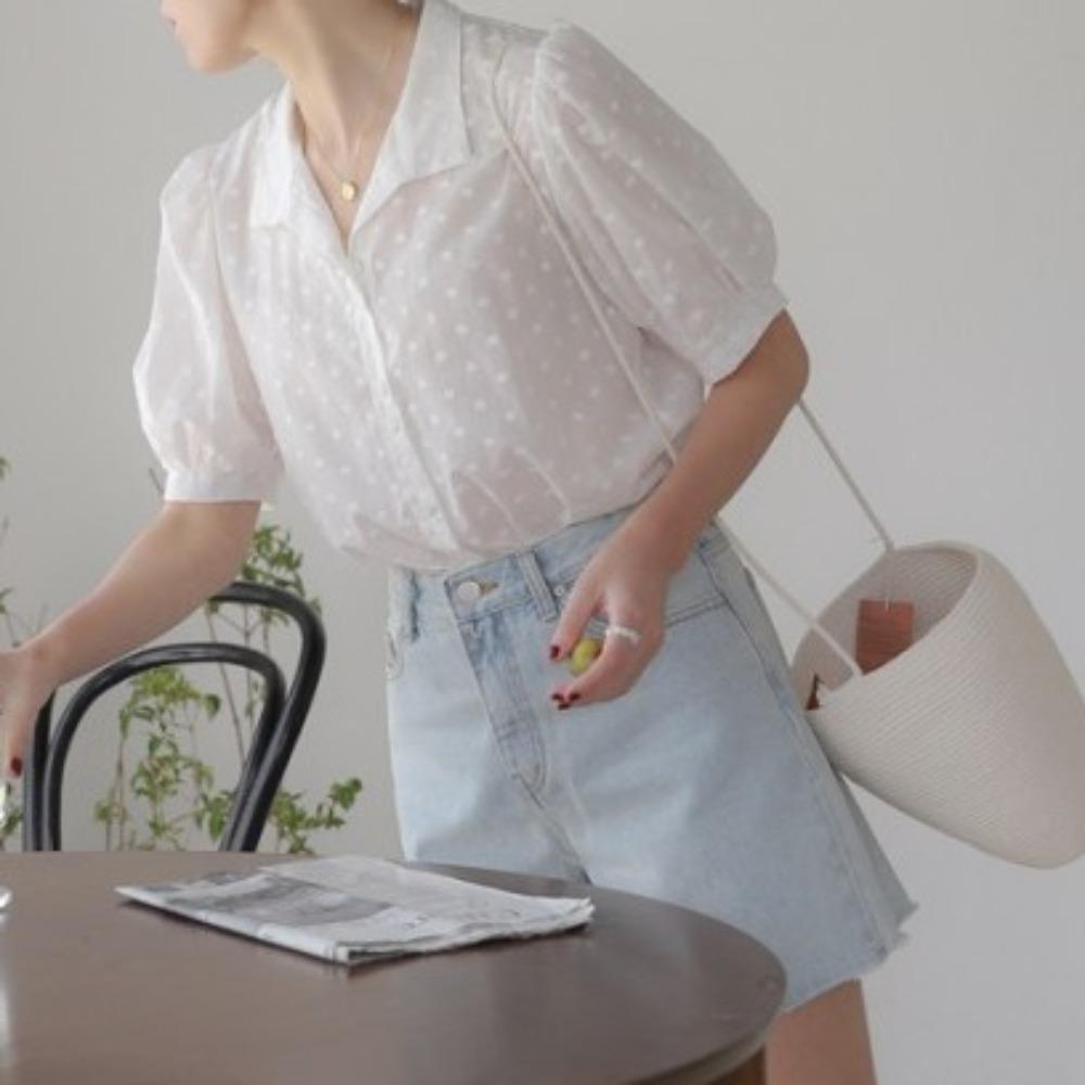 

Lace V Neck Blouse Shirts Dots Women s Embroidered Flower Top Retro Streetwear L-B