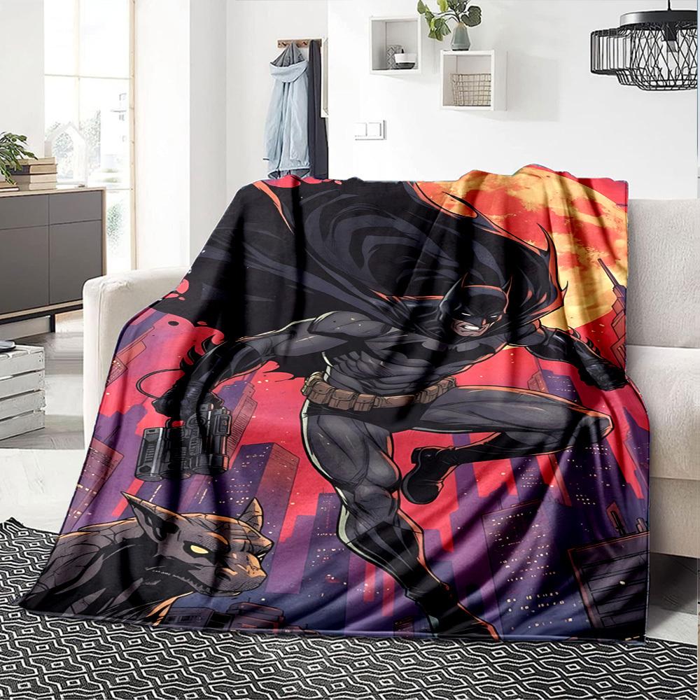 1pc Batman Night Cityscape Flannel Blanket Soft Warm Throw for Home, Office, Travel, All-Season Cozy Bedding GiftL1287