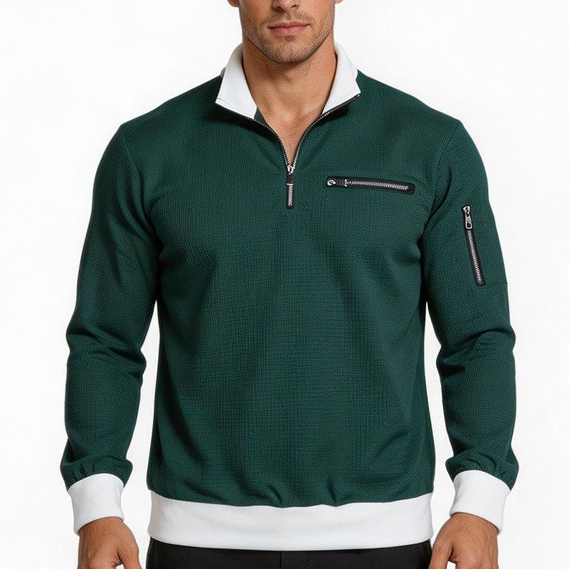 Men S Casual Zip Up Long Sleeve Loose Fit Hoodless Sweatshirt