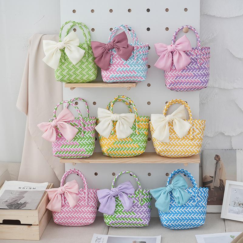 Elegant Bowknot Accent Basket for Weddings Holiday Gatherings and Travel Uses