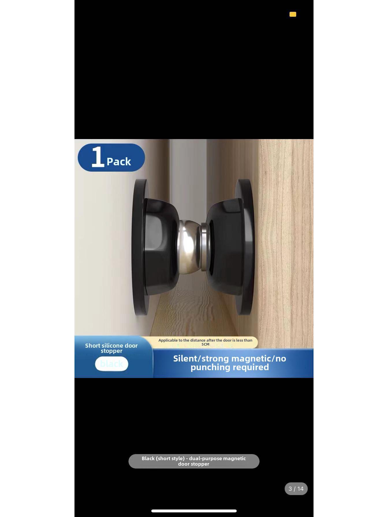 

Креативный силиконовый дверной стопор: Защита от столкновений, бесшумный буфер, защита от ветра, установка без проколов Short Strong Magnetic Door Catch чёрный