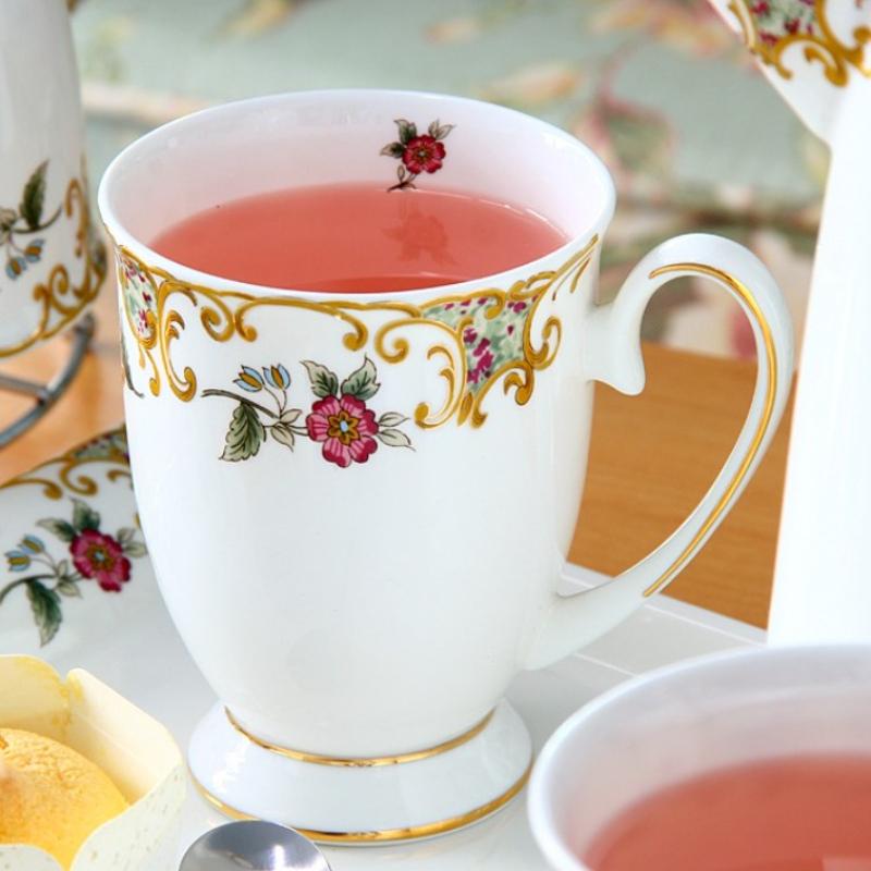 300ml Fine Bone China  Mugs with Handle, Floral Mugs with Gold Trim Porcelain Tea Mug Coffee Mugs,1pc