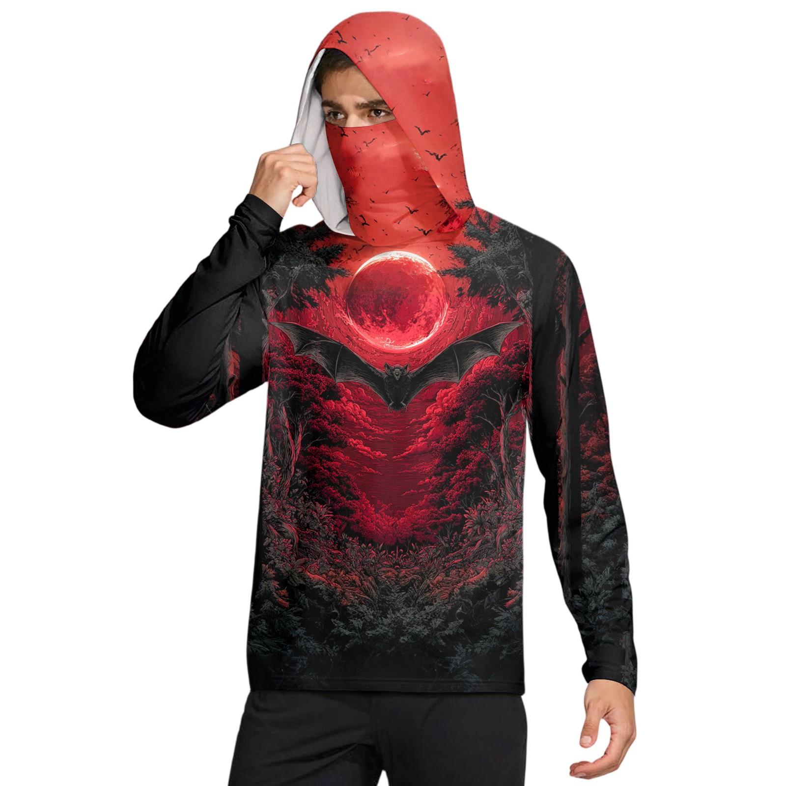 

Мужская рубашка с защитой от солнца UPF50+, быстросохнущая рубашка с длинным рукавом, рубашка для бега, тренировок, рыбалки XXL красный