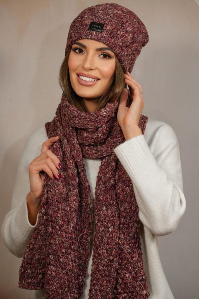 Winter Set Hat with Scarf Color Red Kamea-Dotto