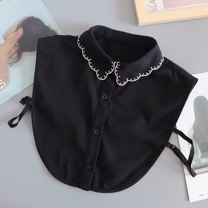 Women's Fake Collar Shirt White Fake Collar Women Detachable Collars Embroidery Cotton False Collar Shirt Col Amovible Femme