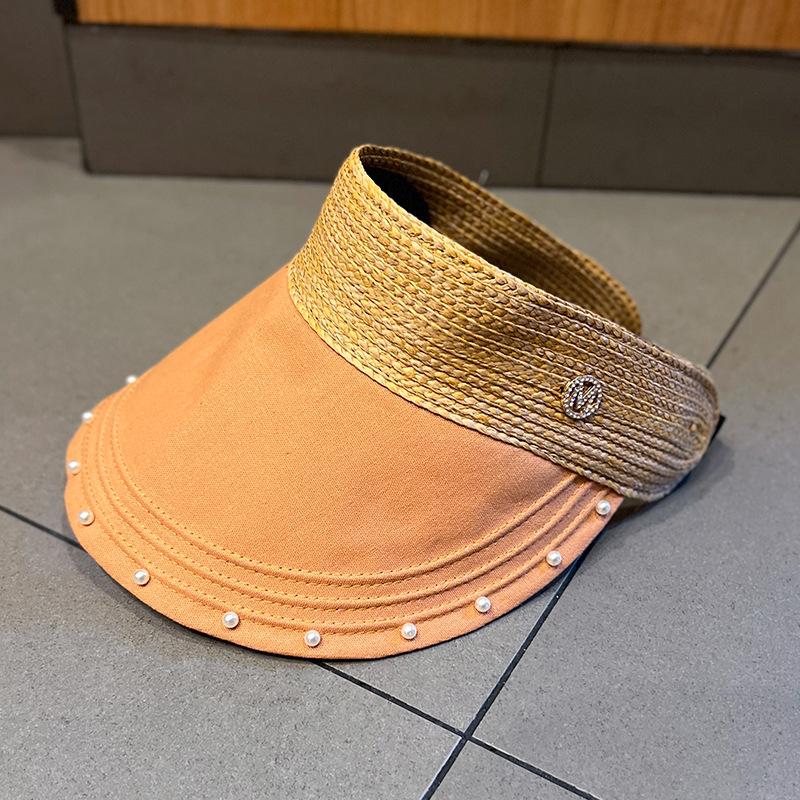 

Summer Breathable Empty Top Hats For Women Girls Outdoor Adjustable Wide Brim Sun Caps Running Golf Sports Cap Holiday Beach Hat помаранчевий