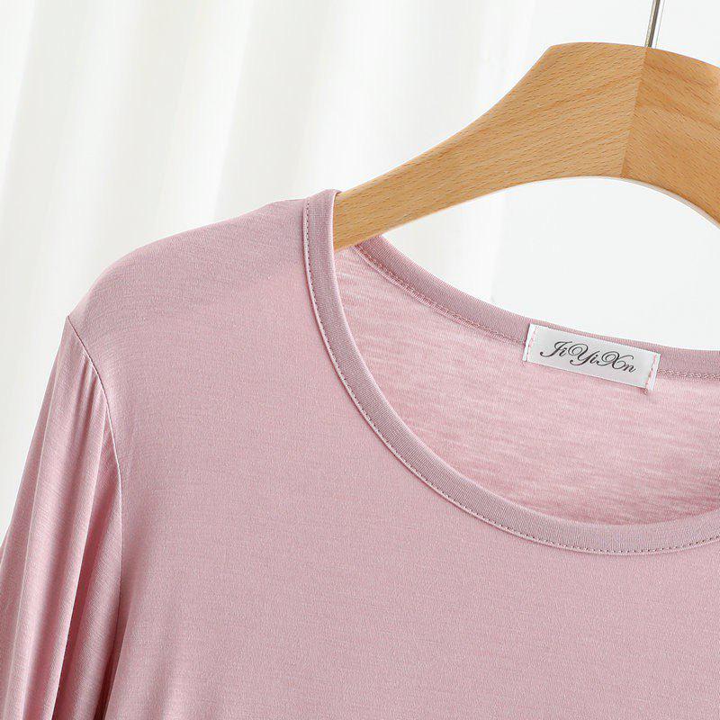 Women's Spring/Summer Modal Round Neck T-shirt - Thin Long Sleeve, Loose, Slimming, Plus Size, Outerwear Top