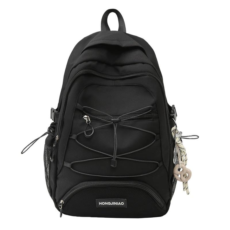

Школьный рюкзак в новом стиле, мужской и женский, модный, большой вместимости, для студентов колледжа, легкий, универсальный, для учеников средней школы no pendant чёрный