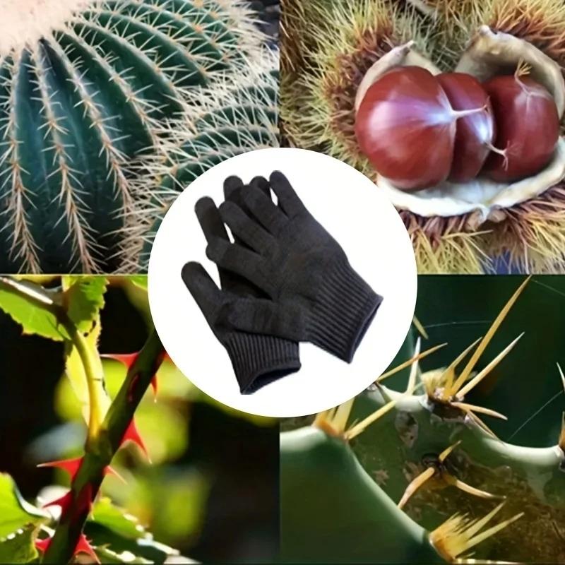 1 Pair Stainless Steel Wire Mesh Cut Resistant Gloves, Safety Protective Work Repair Gloves, Black