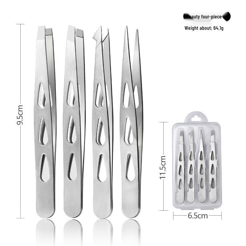 

Золотой пинцет из нержавеющей стали для выщипывания бровей, подстригания и нанесения накладных ресниц Simple 4-Piece Set