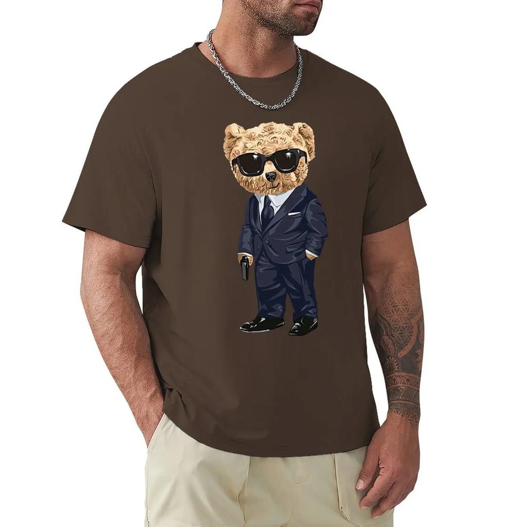 Teddy Bear With A Gun T Shirt Harajuku Short Sleeve T-shirt 100% Cotton Graphics Tshirt Tops