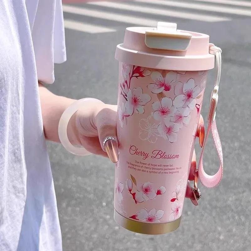 BaWangChaJi 316 Stainless Steel Aesthetic Insulated Coffee Cup with Double Straw Design