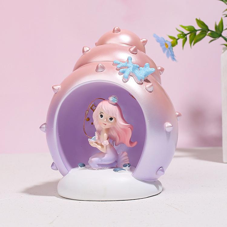 Mermaid Princess Starlight Lamp Creative Resin Home Decor Bedroom Night Light