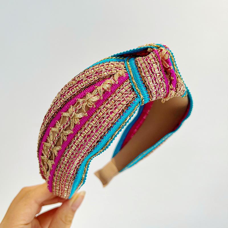 

Женщины Девушки Винтаж Бохо Вышивка Золотой Глиттер Узел Повязка на Голову Ободок Украшения для Волос Аксессуары для Волос