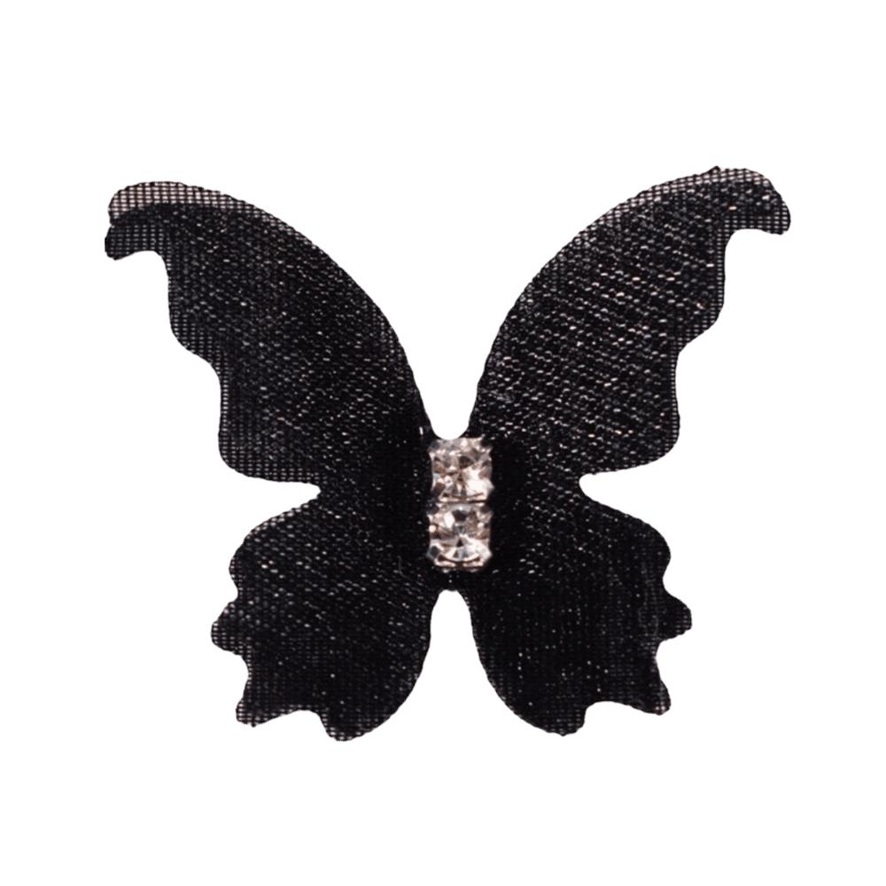 

50Pcs 3D Organza Fabric Butterfly Appliques Rhinestone Double-layer Simulation Mesh Butterfly Patch 3cm Clothes Sewing Patch