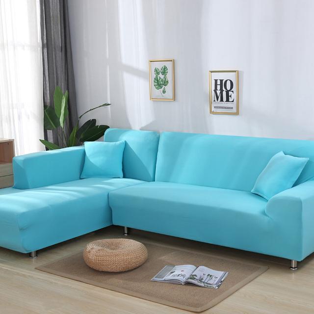 Sofa Cover Spandex Solid Color Elastic Sofa Cover For Living Room 1 /2 /3 /4 Set Seater Sectional Corner Slipcovers Sofa L Shape