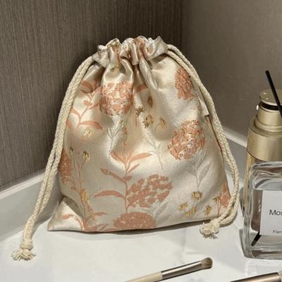 Portable Polyester Drawstring Bags Flower Large Capacity Cosmetic Bag Drawstring Packaging Coin Purse Jewelry Organization