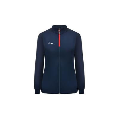 Li Ning Table Tennis Series Solid Color Logo Print National Flag Cardigan Long Sleeve Sweatshirt Women Sweatshirt Ink-Blue AWDSA12-1