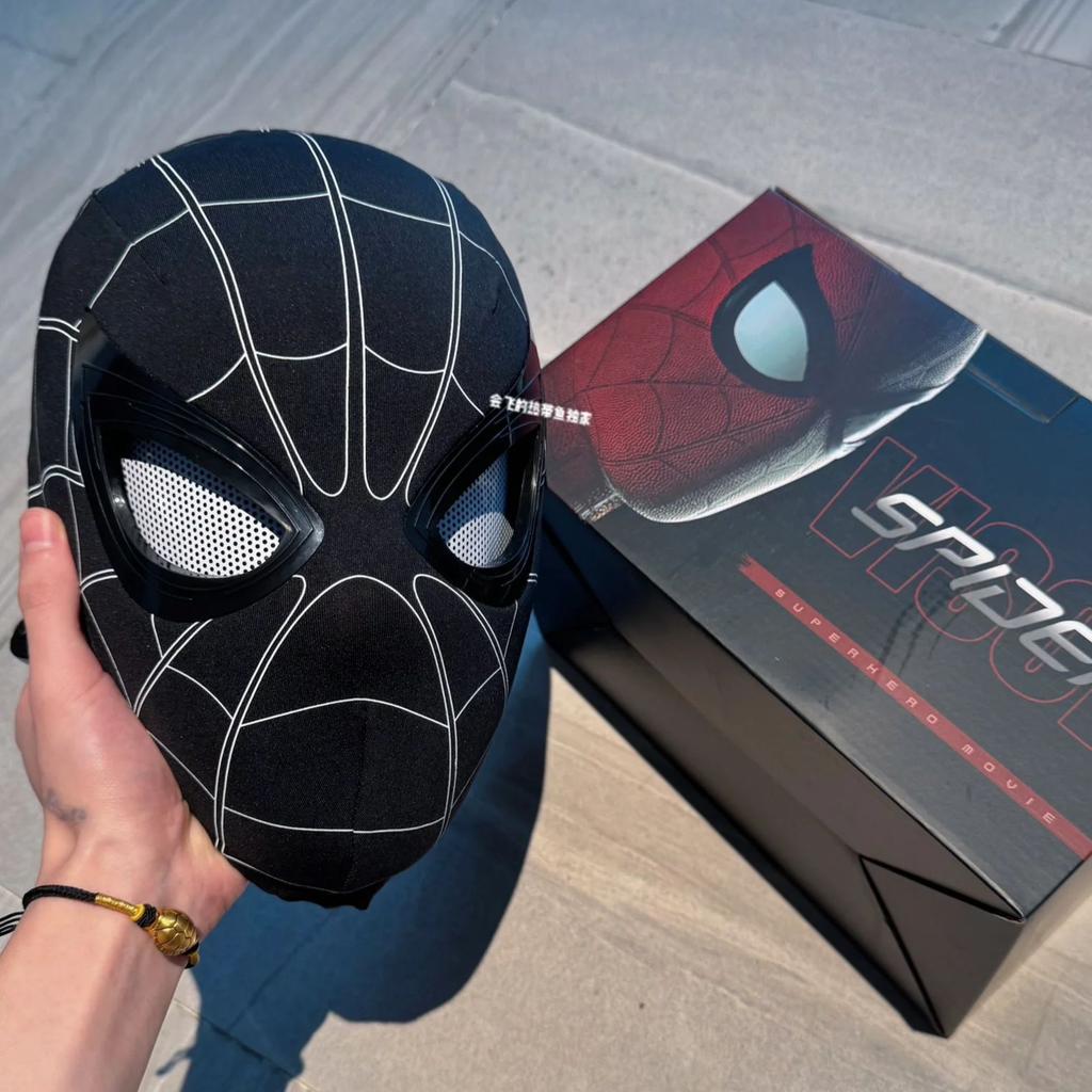 Adult Spider-Gwen Cosplay Helmet Touch Activated Light Up Electric Movable Eyes Mask Halloween Party Headgear