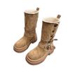 Thick-soled Shoes, Height-increasing Boots, Women's Fleece Warm Boots, Versatile and Retro Ankle Boots