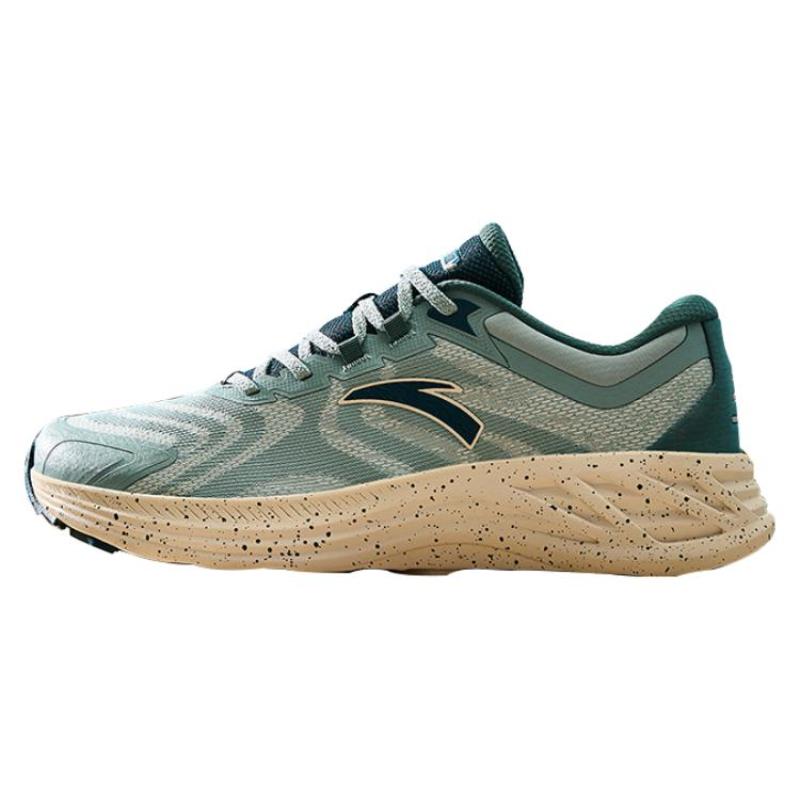 Anta Cushioning Low-Top Running Shoes Men's Asphalt Gray Green Sneakers 112415531-2