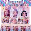 K pop demonenjagers Thema Geboortedatum Viering Decoraties Servies Ballon Mok Kast Banner Achtergrond ontworpen voor Meisjes Baby Douche Benodigdheden