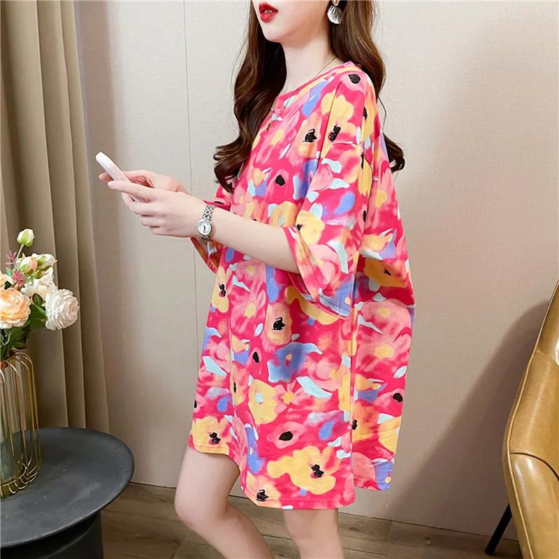 Sommer Vintage Print T-Shirt Mode Damen Übergroß Grafik Langarm T-Shirts Y2k Oberteile Harajuku Hip Hop Streetwear Jugend