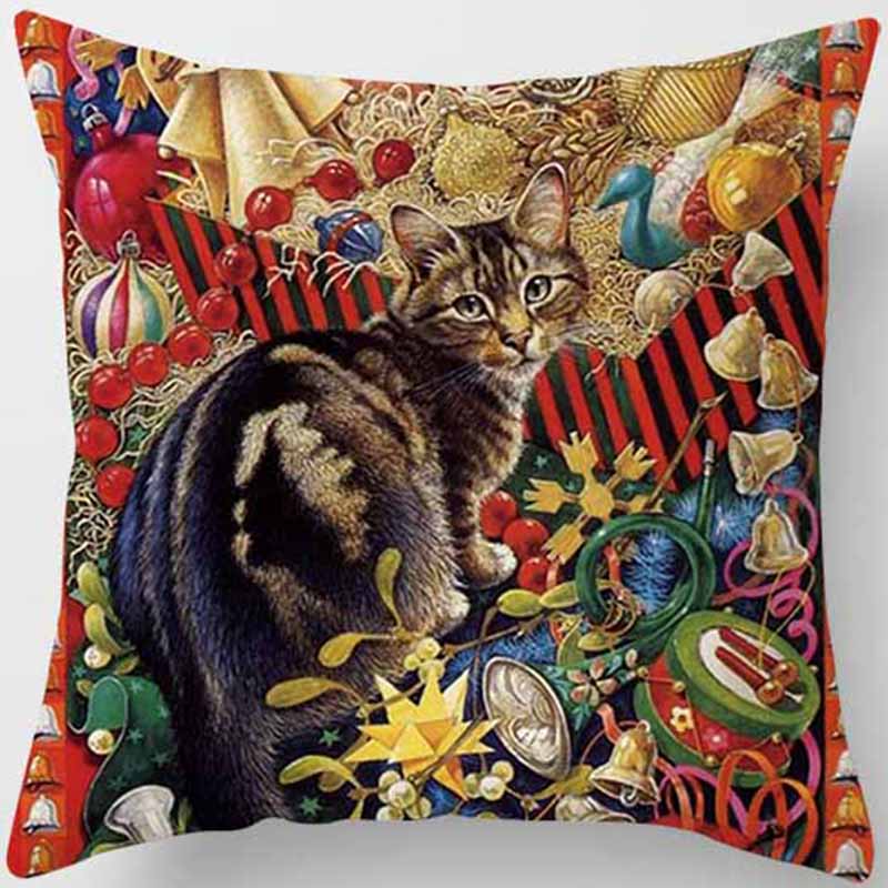 Vintage Cat Series Printed Pillowcase Living Room Sofa Chair Bed Cushion Cover Bedroom  Home Decoration Hug Pillowcase
