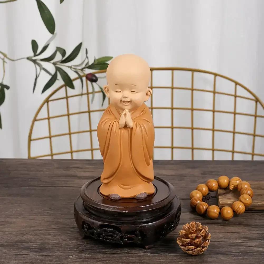 Drăguț călugăr mic statui figurine religie Buddha rășină artizanat birou miniaturi ornamente accesorii auto interior decorare