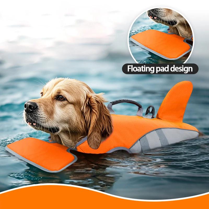 Nouveau Gilet de Sauvetage pour Animaux de Compagnie Forme Aileron de Requin Gilet de Sécurité pour Chien en Été Réglable pour Piscine ou Surf Gilet de Sauvetage pour Chien à la Dérive