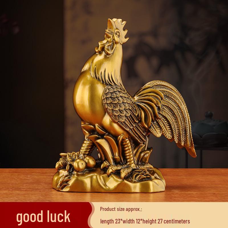 Prosperous Golden Rooster Ornament: Zodiac Rooster Display for Living Room or Office
