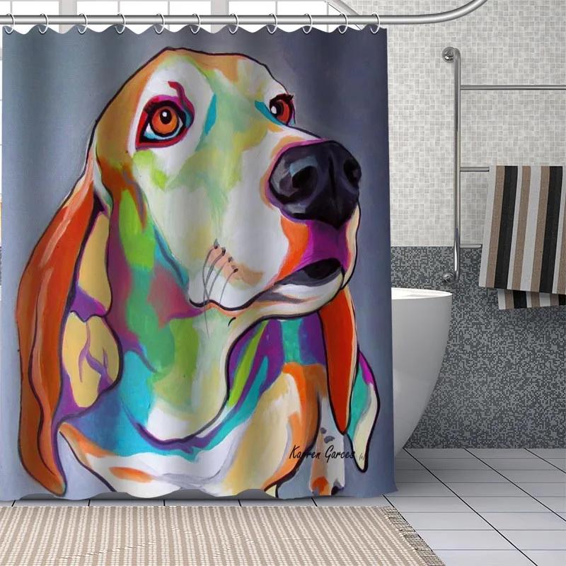Dachshund Custom Pattern Polyester Bath Curtain Waterproof Shower Curtains Geometric Bath Screen Printed Curtain For Bathroom