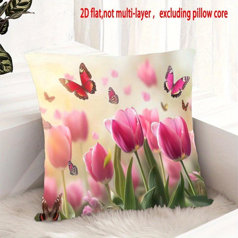 Двумерная плоская напечатанная наволочка, приятная на ощупь, для весенней подушки 40x40cm/16x16inch