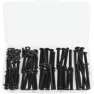 10.9 Grade M5 Black Socket Cap Screws 105pcs Complete Hardware Kit with Nuts Washers for Machinery Maintenance