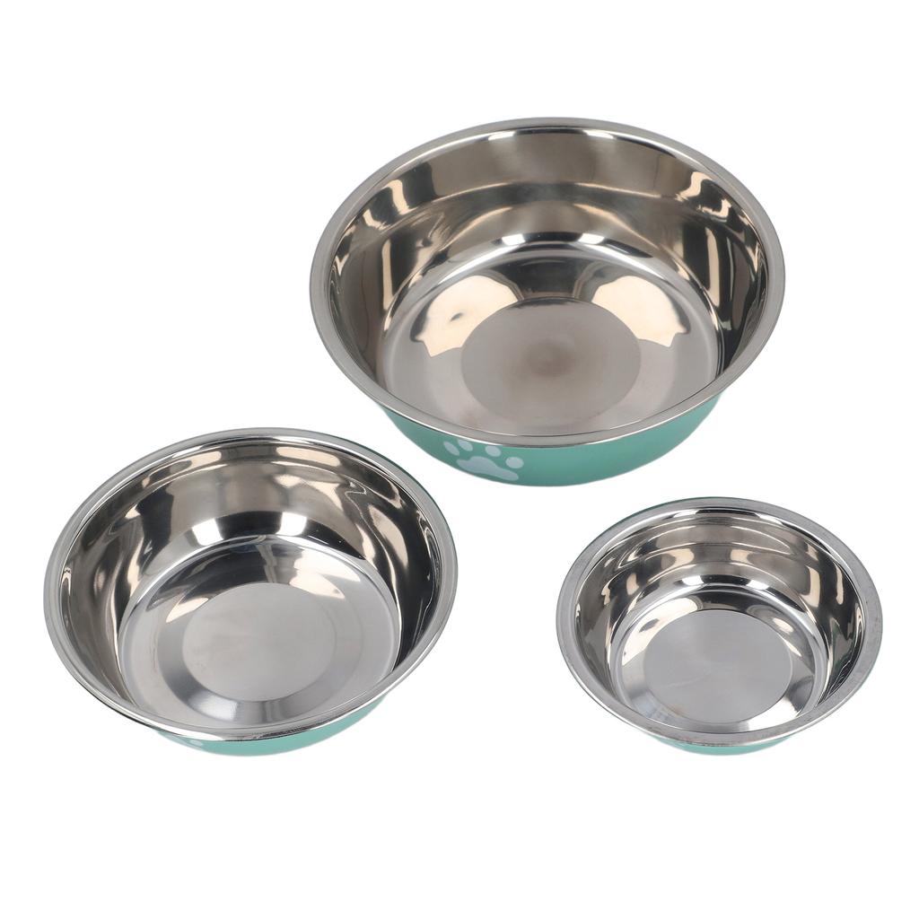 3Pcs Stainless Steel Pet Bowl Anti Slip Bottom Rust Resistant Easy Cleaning Cat Dog Food Bowl for