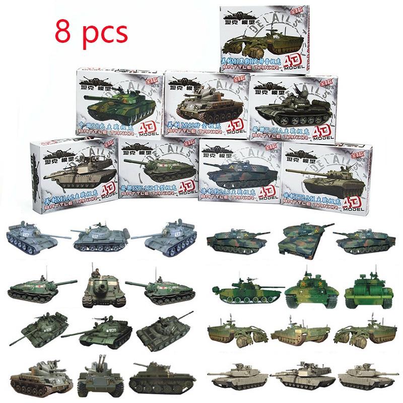 8pcs 4d 172 Assemble Tank 4d Plastic Model Kit The Battle Chariot Toy Series