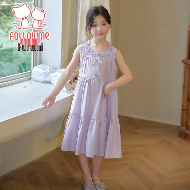 Girls' Sweet Sleeveless A-Line Summer Dress