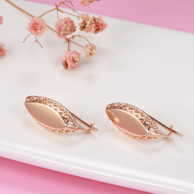 Cercei la modă lucioși tip picătură pentru femei Rose Gold Simpli țesuți Rombo Earrings Bijuterii Etnice pentru Mireasă Nuntă