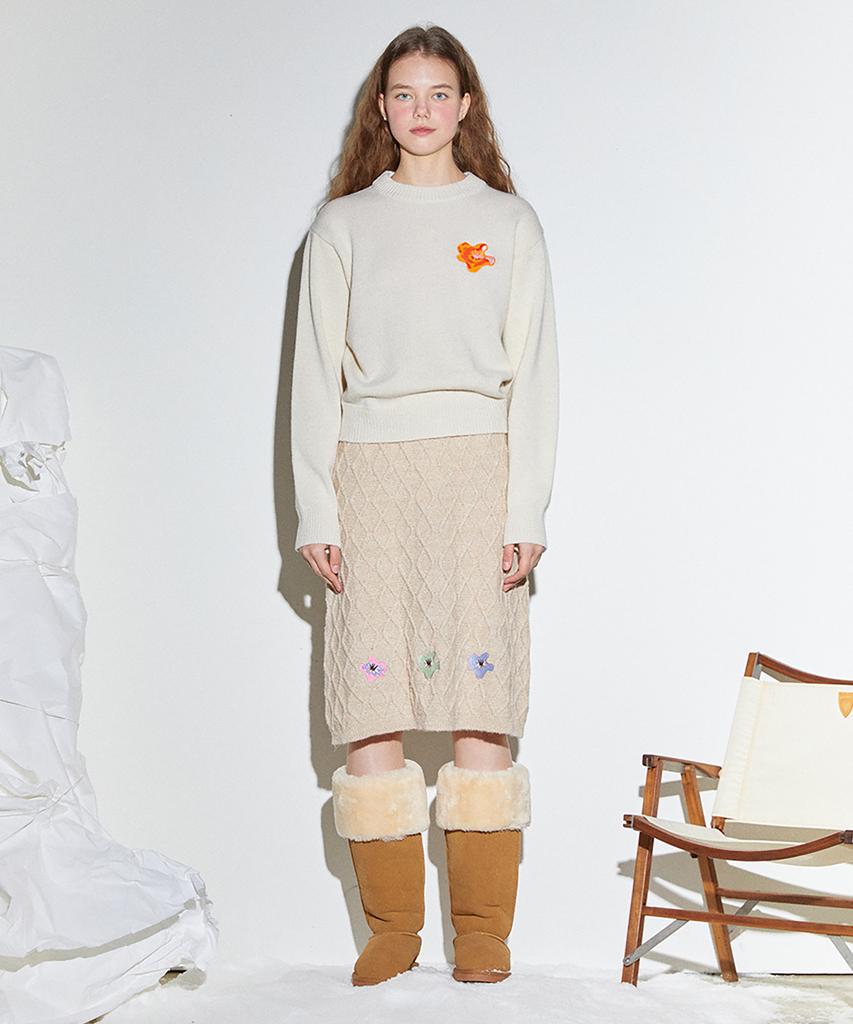MIMICAWE 3D Poppy Lambswool Pullover/Ivory