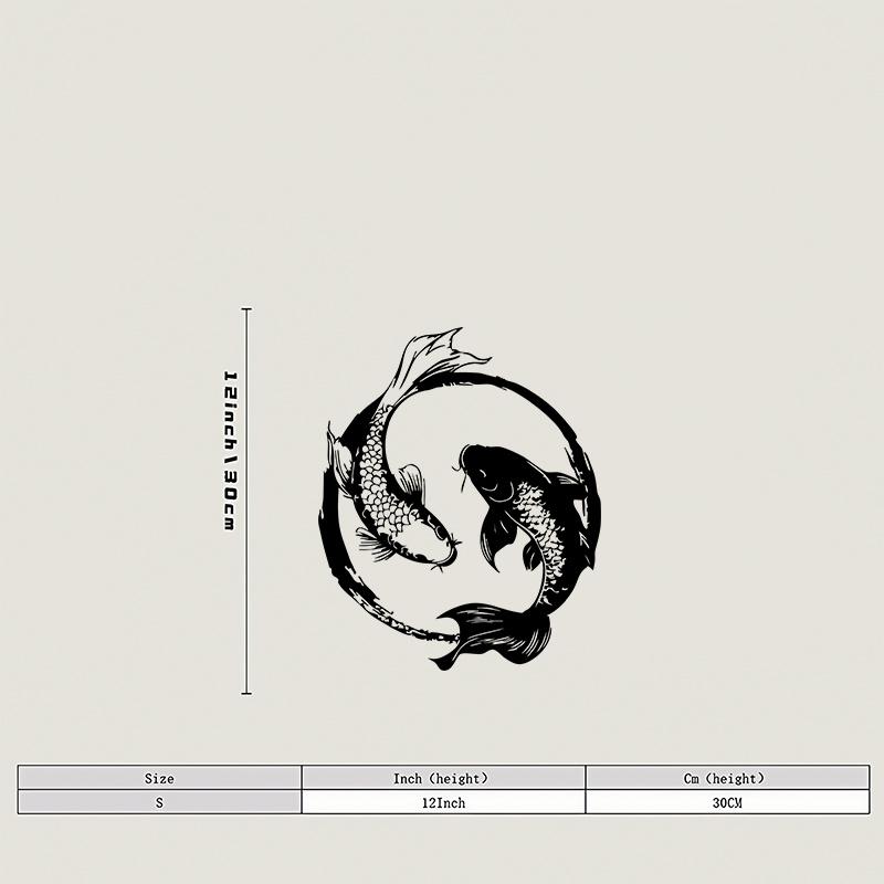 Винтажная металлическая скульптура-панно  Рыба Кои  Железное настенное искусство Садовый декор для улицы 12in