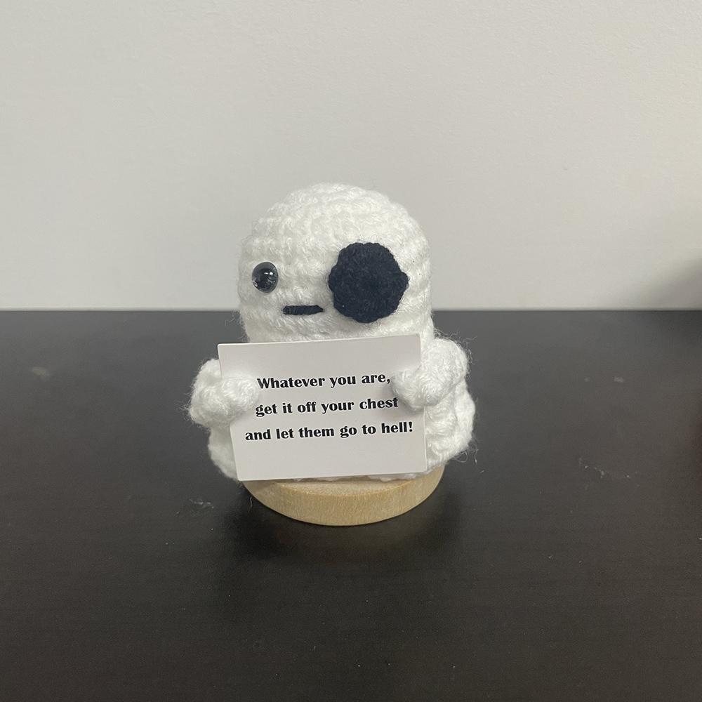 New Handmade Knitting Panda Doll With Card Ornament Home Decoration Mini Funny Positive Potatoes Room Decor Christams Gifts