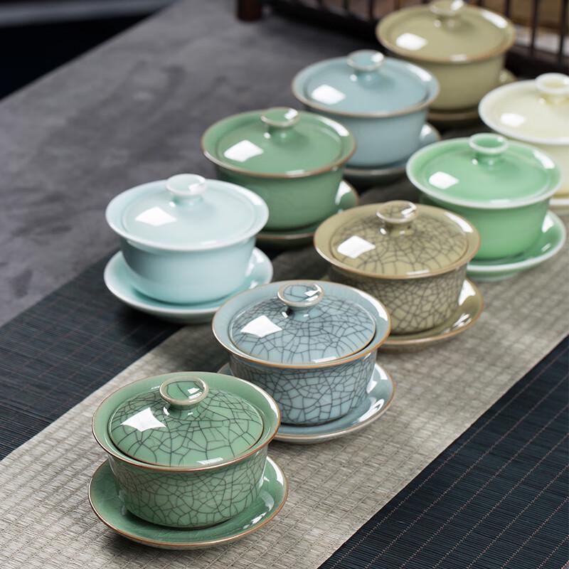 Longquan Celadon Ge Kiln Sancai Gaiwan
