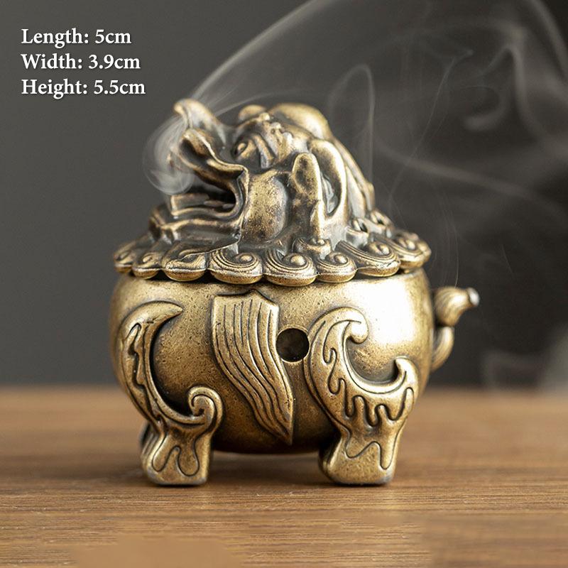 Vintage Alloy Incense Burner Stick Holder Three Legged Hollow Out Mini Sandalwood Censer Incense Burner Home Decoration