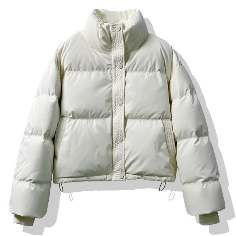 

Женская куртка из овчины, теплая и легкая, зимняя новинка, короткая куртка с небольшим воротником-стойкой, на пуху, с хлопковой подкладкой, пальто S